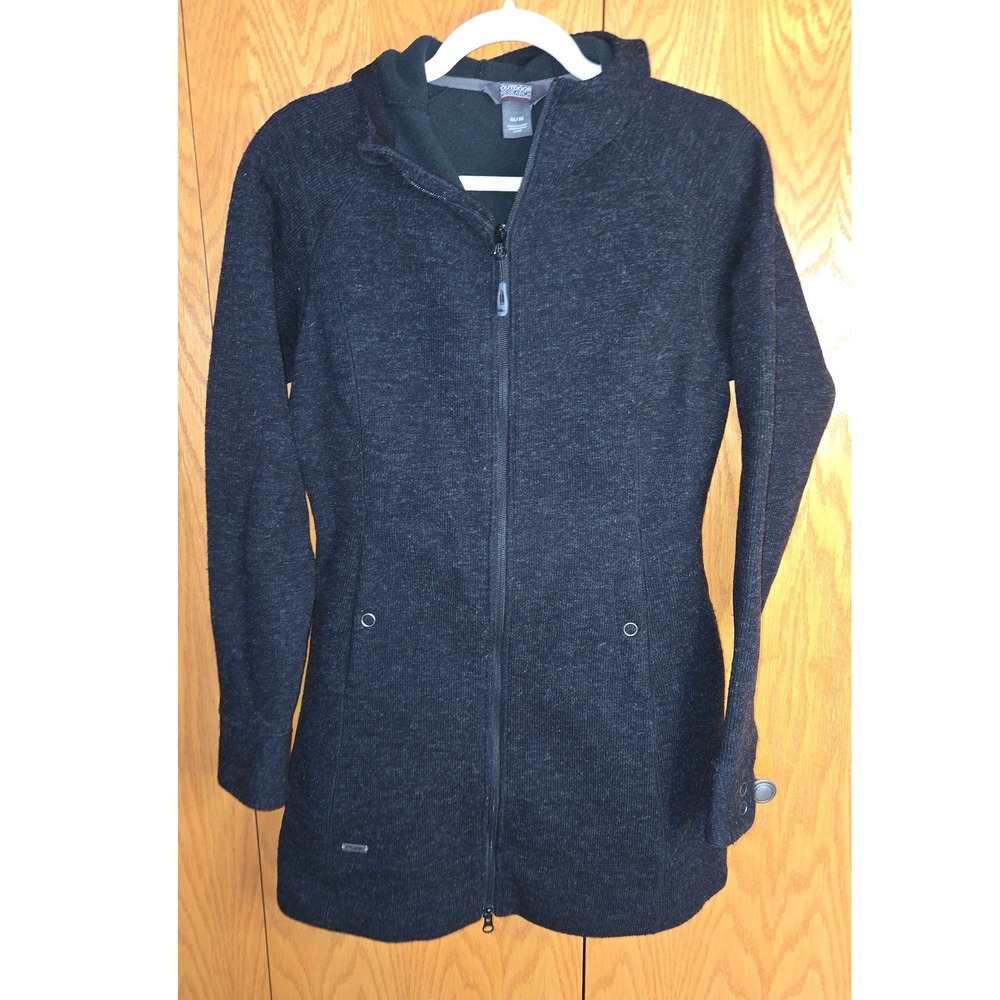 Outdoor Research Womens Charcoal Wool Blend Full Zip Hooded Jacket Coat Size M